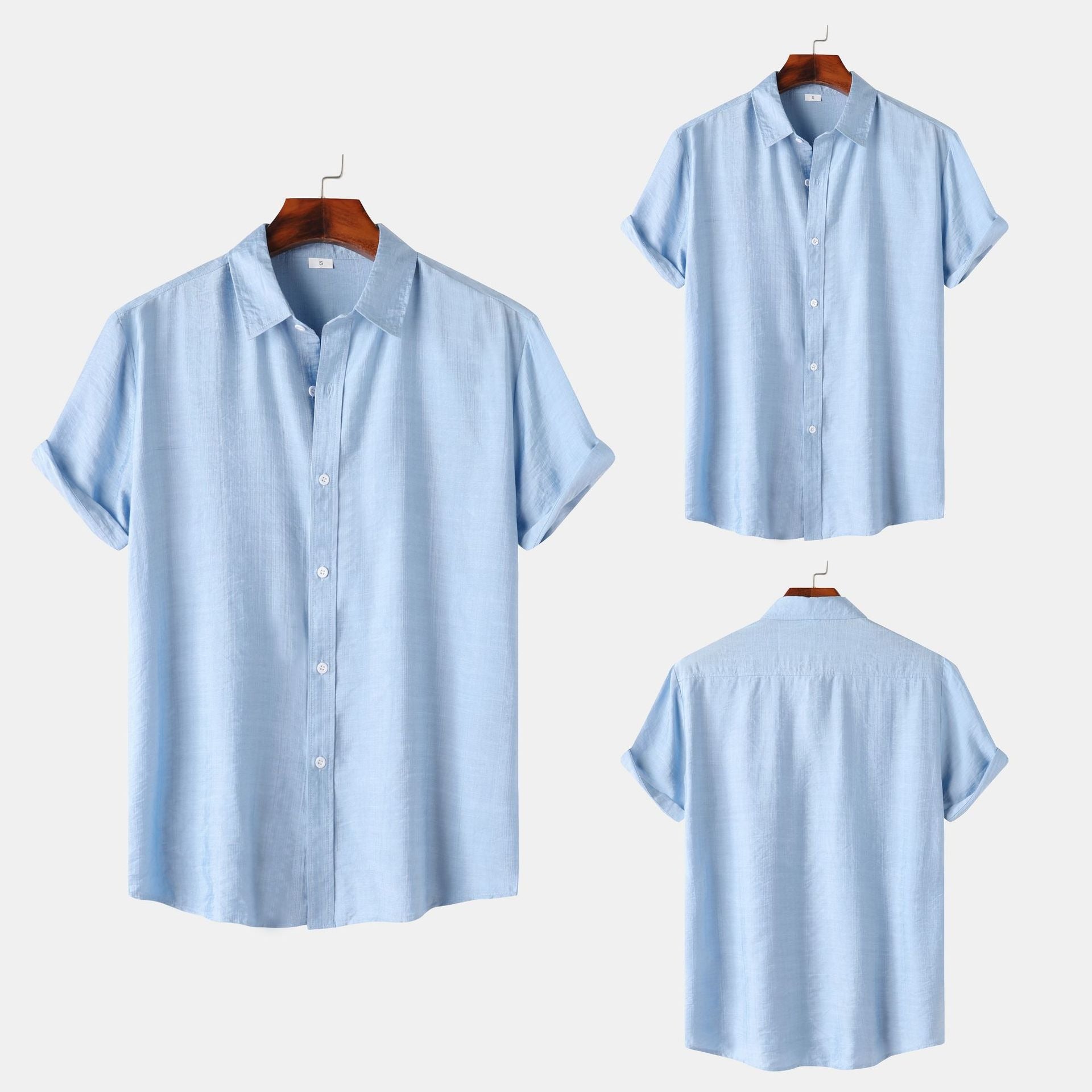 Men's Relaxed Linen Shirt with Spread Collar