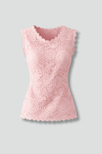 Women's Sleeveless Lace Blouse with V-Neck