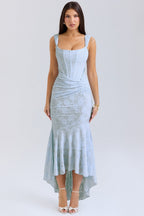 Women's Sculpting Lace Maxi Dress with Square Neckline