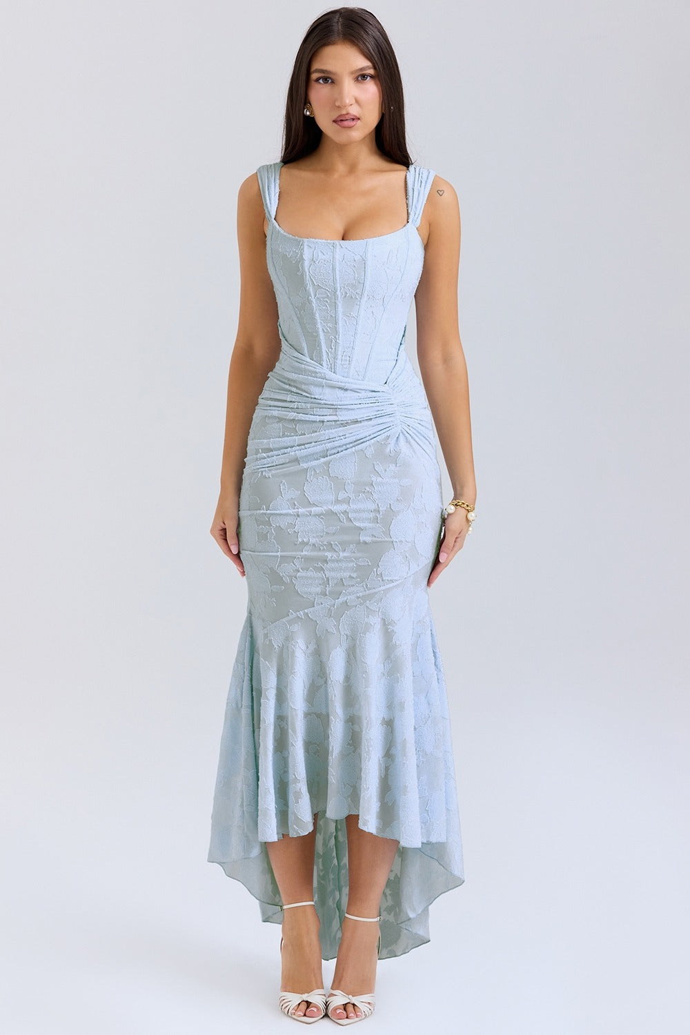 Women's Sculpting Lace Maxi Dress with Square Neckline