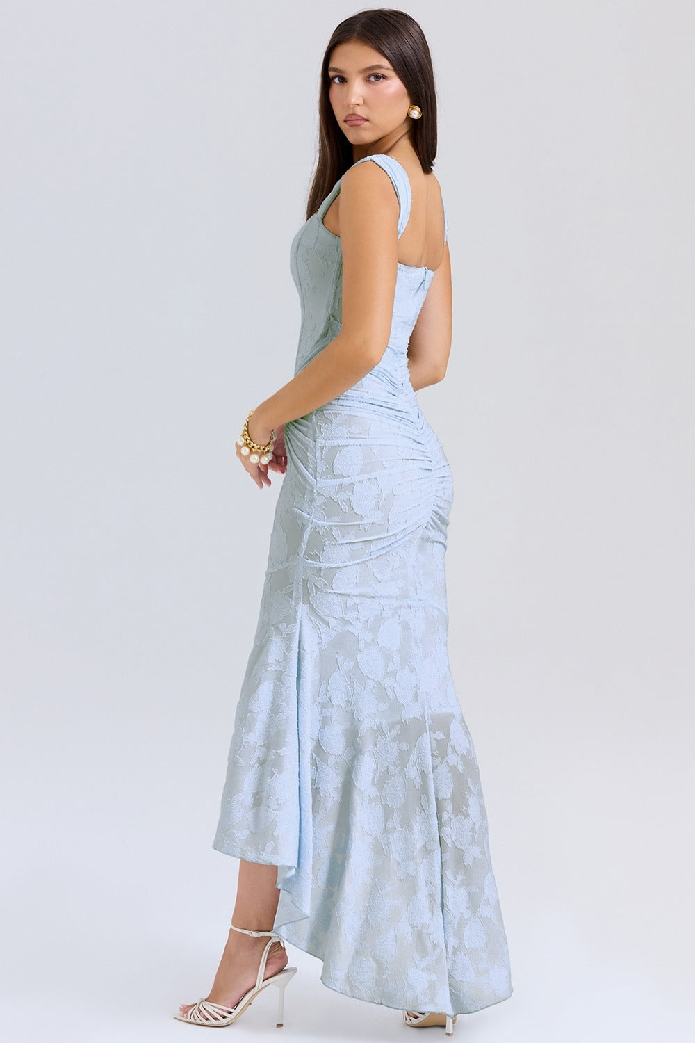 Women's Sculpting Lace Maxi Dress with Square Neckline