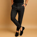 Men's Slim Fit Checked Pants with Zip Closure