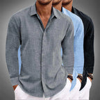 Men's Linen-Blend Button-Down Shirt with Lightweight Fit