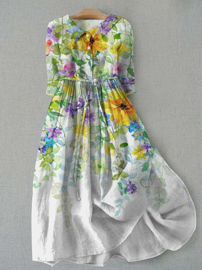 Women's Floral Maxi Dress with Garden Print
