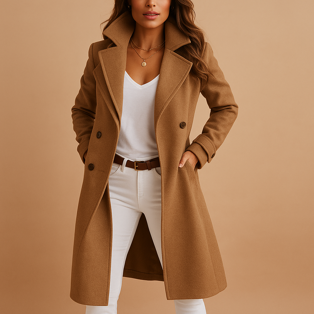 Women's Tailored Longline Coat with Notched Collar