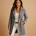 Women's Tailored Longline Coat with Notched Collar