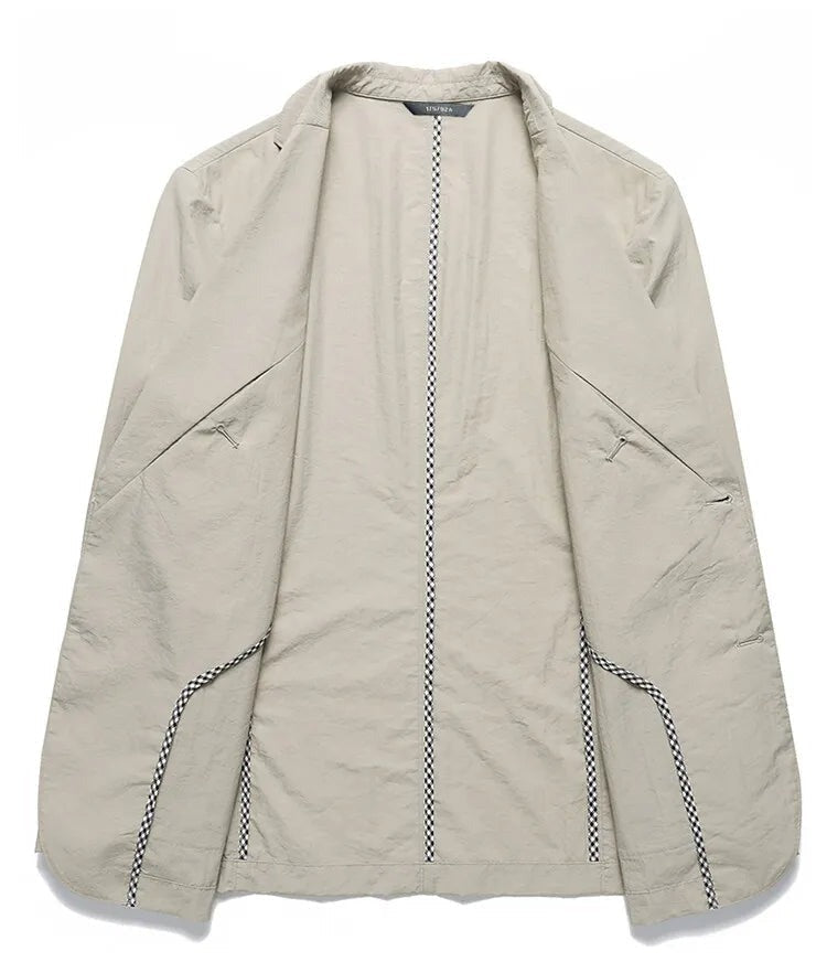Men's Tailored Linen Blazer with Notch Lapel