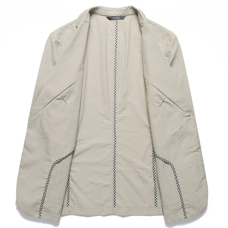 Men's Tailored Linen Blazer with Notch Lapel