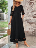 Women's Empire Waist Maxi Dress with Mesh Detail