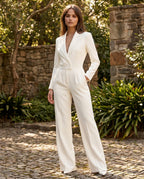 Women's Wide-Leg Jumpsuit with Shawl Lapels