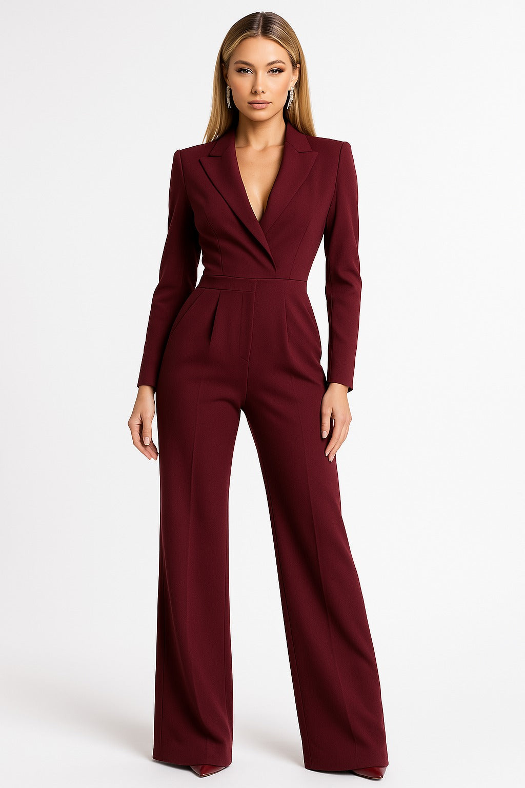 Women's Wide-Leg Jumpsuit with Shawl Lapels