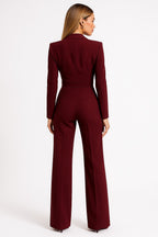 Women's Wide-Leg Jumpsuit with Shawl Lapels