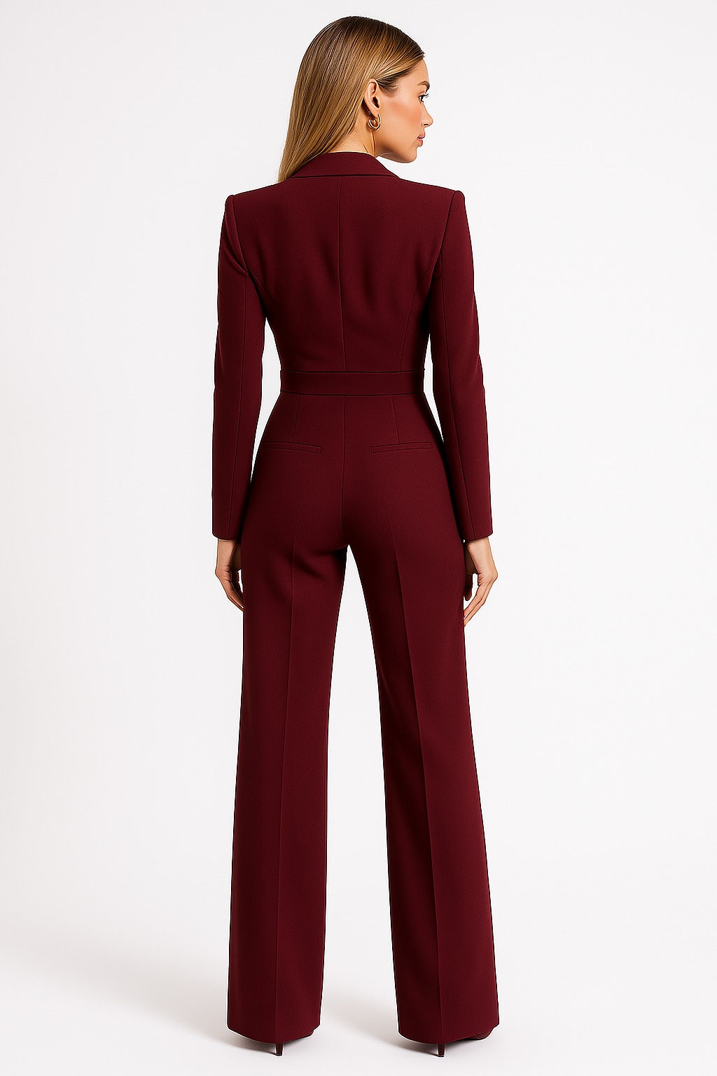 Women's Wide-Leg Jumpsuit with Shawl Lapels
