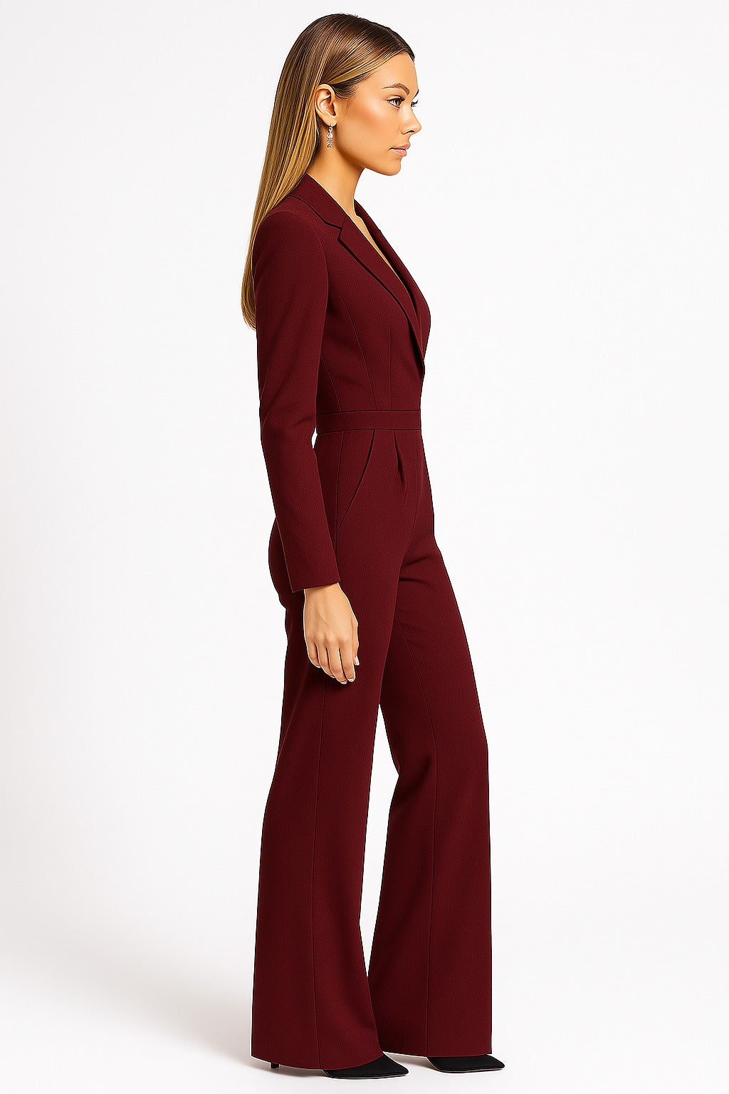 Women's Wide-Leg Jumpsuit with Shawl Lapels