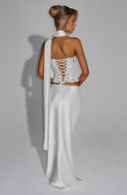 White Strapless Corset Top with Rhinestone Detail