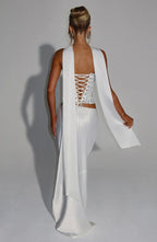 White Strapless Corset Top with Rhinestone Detail
